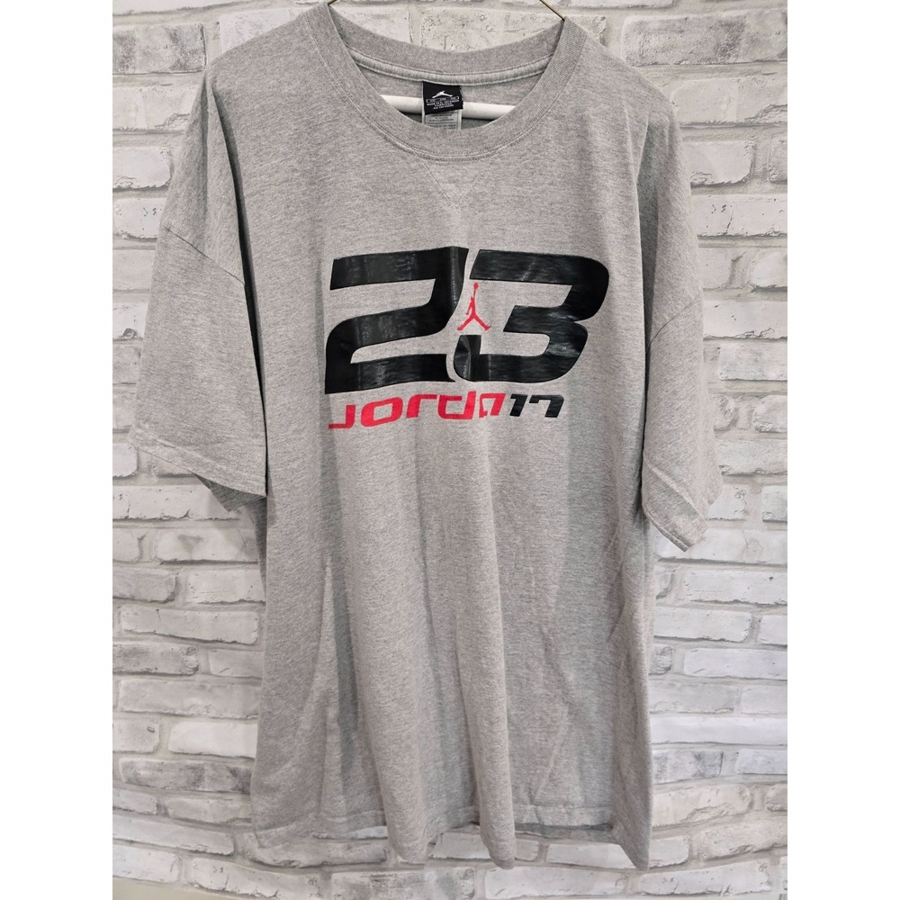 Nike Jordan 2XL Y2K Men's Graphic T-Shirt Gray Red Black 23 Jumpman Logo XXL